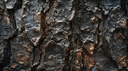 Bark texture background, rough and fibrous tree surface.