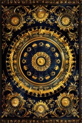 Baroque Classical Abstract Marble Framed Ceiling Art with Ornate Border. Luxury Lavish Decor Elements with Seamless Pattern Background Texture