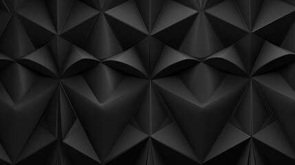 Obraz premium A black textured wall with a pattern of overlapping triangles and concave lines