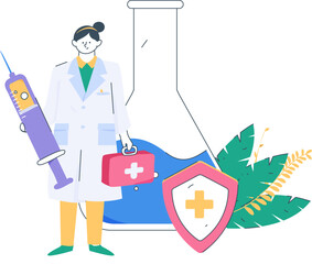 Medical characters fighting the epidemic flat vector concept operation hand drawn illustration
