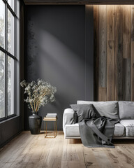 Elegant interiors rustic decor composition with minimal furniture and arrangements. Stylish interiors design Real Estate composition.