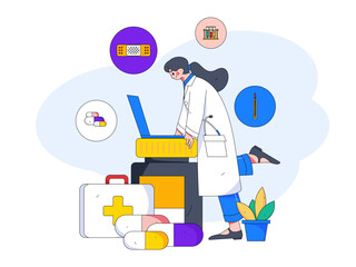 Medical characters fighting the epidemic flat vector concept operation hand drawn illustration
