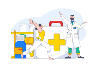 Medical characters fighting the epidemic flat vector concept operation hand drawn illustration
