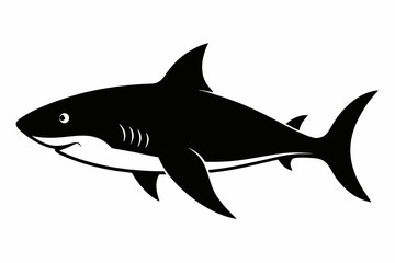 Shark vector illustration, shark jumping isolated on white, shark silhouette, shark vector art