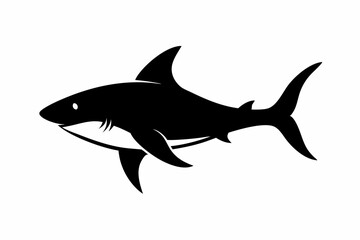 Shark vector illustration, shark jumping isolated on white, shark silhouette, shark vector art