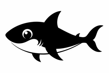 Shark vector illustration, shark jumping isolated on white, shark silhouette, shark vector art
