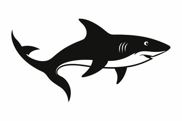 Shark vector illustration, shark jumping isolated on white, shark silhouette, shark vector art