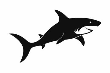 Shark vector illustration, shark jumping isolated on white, shark silhouette, shark vector art