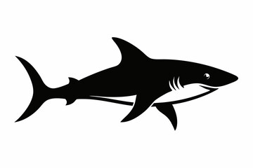 Shark vector illustration, shark jumping isolated on white, shark silhouette, shark vector art