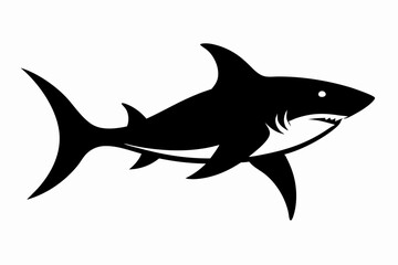 Shark vector illustration, shark jumping isolated on white, shark silhouette, shark vector art