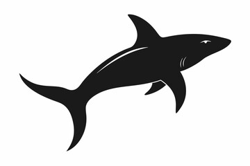 Shark vector illustration, shark jumping isolated on white, shark silhouette, shark vector art
