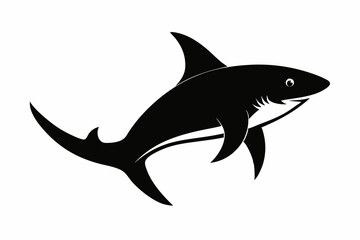 Shark vector illustration, shark jumping isolated on white, shark silhouette, shark vector art