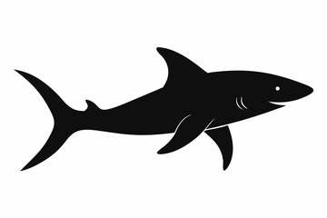 Shark vector illustration, shark jumping isolated on white, shark silhouette, shark vector art