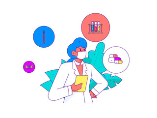 Medical characters fighting the epidemic flat vector concept operation hand drawn illustration
