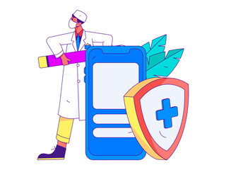 Medical characters fighting the epidemic flat vector concept operation hand drawn illustration
