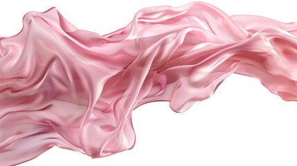 Flowing Pink Fabric on White Background