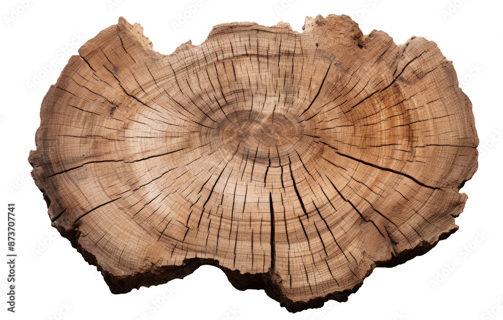 Wall mural cross section of an old big tree isolated on transparent background