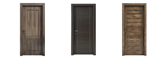 Set of modern door on transparent background.