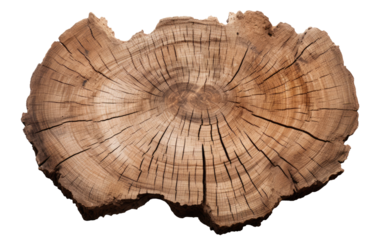 Cross section of an old big tree isolated on transparent background