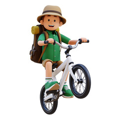 3D Traveller Character Riding Bicycle