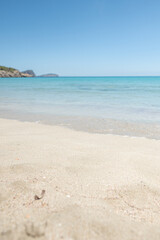 Crystal clear turquoise waters of the beaches of Ibiza in summer