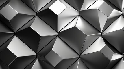 Fototapeta premium A close-up of a geometric pattern made of shiny silver octagons and triangles