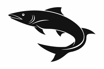 Salmon vector illustration, fish isolated on white, Salmon silhouette, Salmon vector art