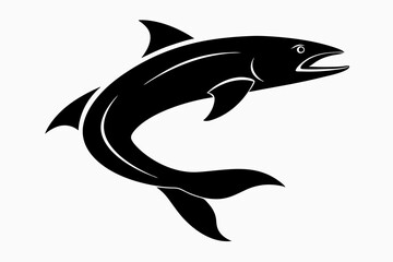 Salmon vector illustration, fish isolated on white, Salmon silhouette, Salmon vector art