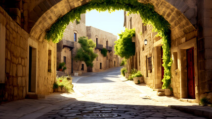 Fototapeta premium Medieval arched street in the old town