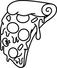 Pizza slice. Cartoon pizza illustration. Pizza with Melted cheese Cartoon Icon. Design element for emblem, poster, icon, menu. Vector illustration