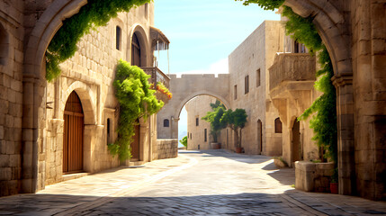 Obraz premium Medieval arched street in the old town