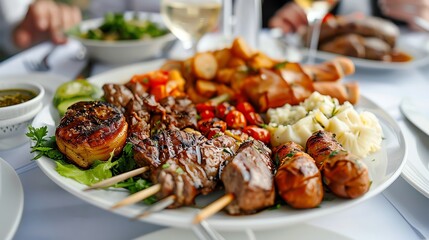 a plate of traditional food from Croatia, just one plate of food on a table