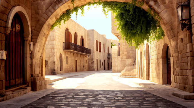 Medieval arched street in the old town