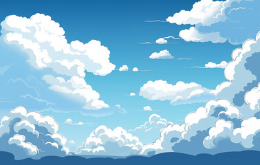 anime clouds, cartoon clear sky