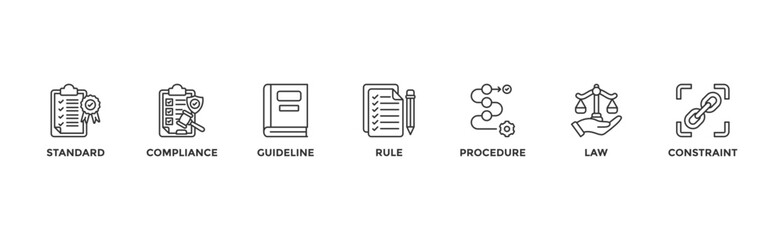 Regulation banner web icon vector illustration concept with icon of standard, compliance, guideline, rule, procedure, law and constraint	
