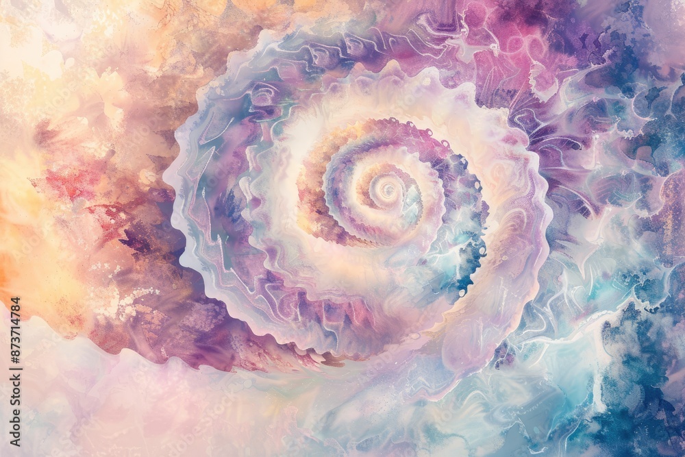 Poster a painting of a colorful swirl, captivating swirl of pastel watercolors creating dreamy patterns