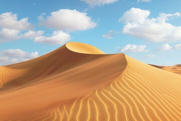 Desert Dune Under a Blue Sky with Fluffy Clouds
