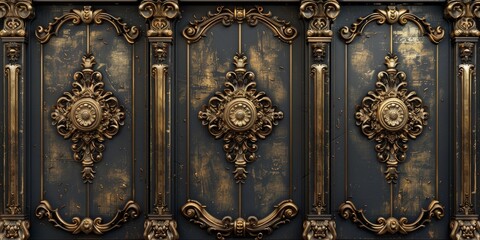 Baroque Classical Abstract Marble Framed Ceiling Art with Ornate Border. Luxury Lavish Decor Elements with Seamless Pattern Background Texture