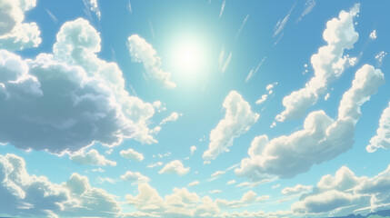anime clouds, cartoon clear sky