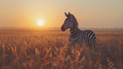 Obraz premium A stunning image of a zebra in a field during daylight