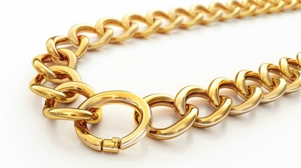 Obraz premium Shiny Gold Chain on a White Background