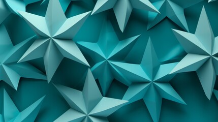 An abstract pattern of overlapping teal paper stars