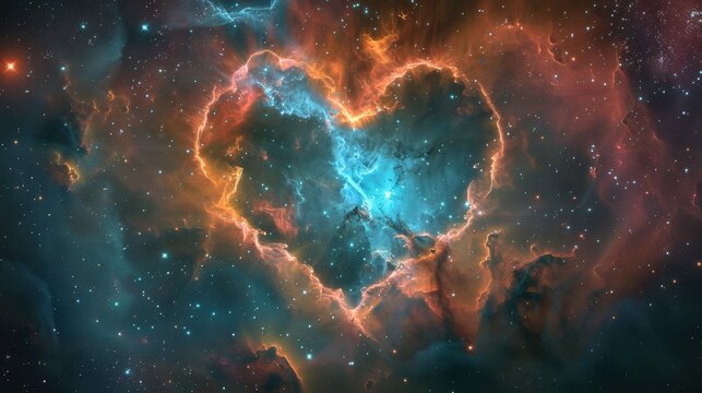 Fototapeta Cosmic Heart Nebula: A Celestial Love Story