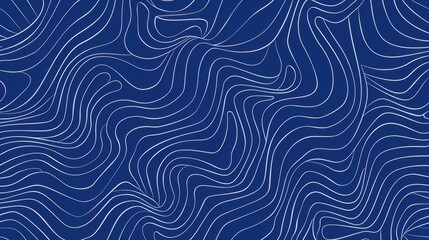 Abstract blue background featuring a  pattern of white wavy lines