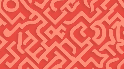 Abstract maze design with a red and orange color scheme