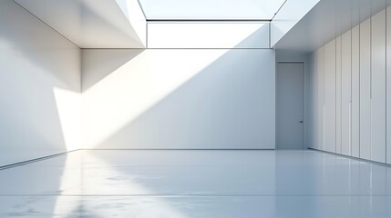 Obraz premium white wall and white floor in empty hall room 