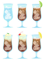 炭酸水とコーラのイラスト五種