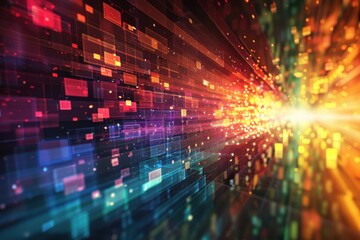 Fototapeta premium A colorful explosion of light and color with a red and blue center