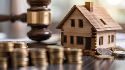 Legal auction for real estate properties involving taxes profits and home purchases. Concept Real Estate Auctions, Tax Lien Sales, Home Investment, Property Exchange, Legal Auction Process. 