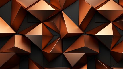 Fototapeta premium An abstract pattern of copper and black triangles arranged in a seemingly random formation